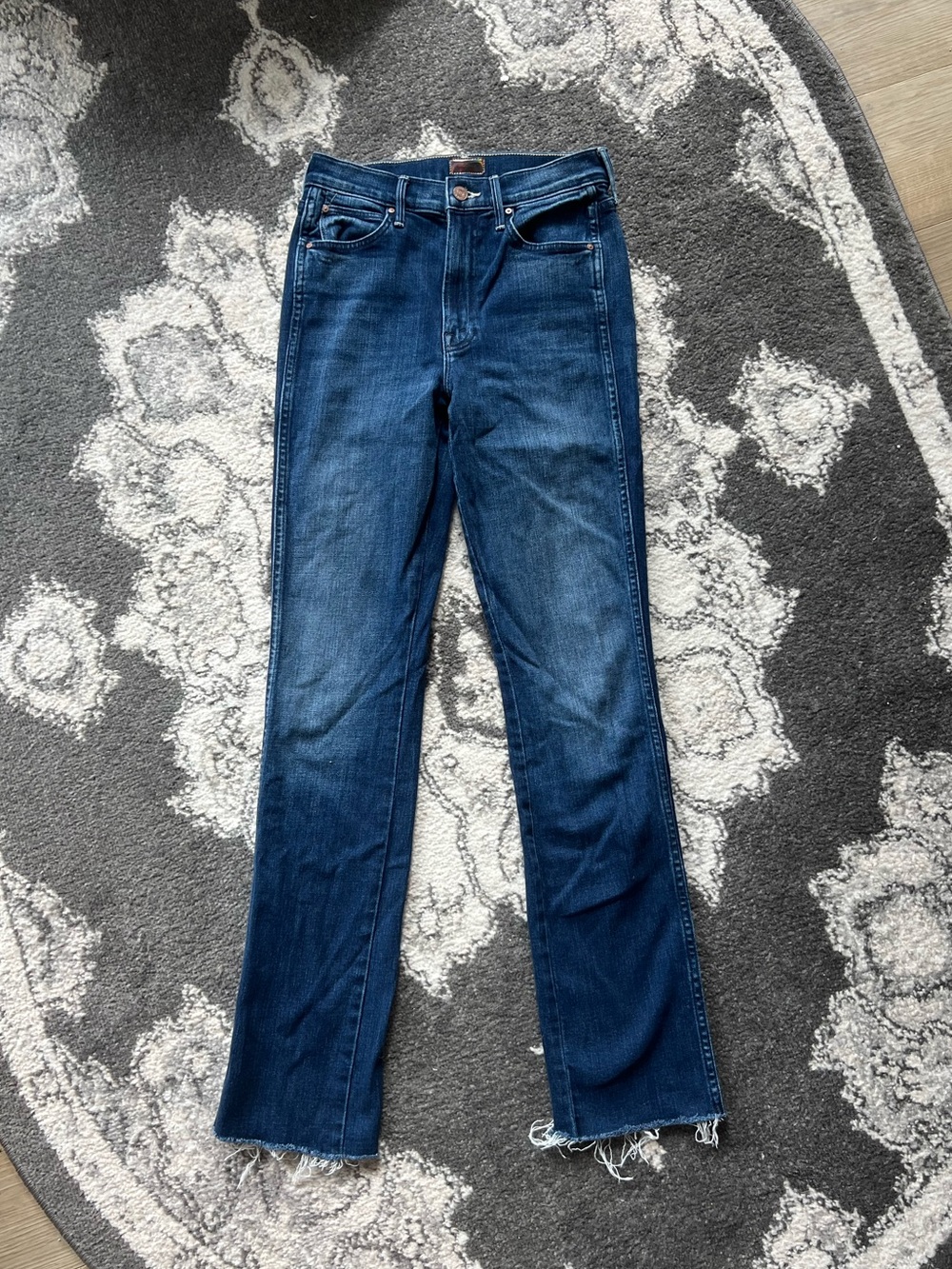 MOTHER HIGH WAISTED RASCAL ANKLE FRAY Straight-Leg Jeans